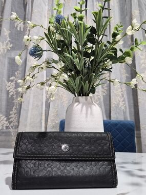 Coach Black Embossed Signature Continental Wallet